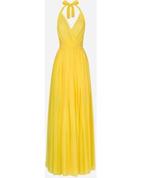 Dolce & Gabbana - Long Sleeveless Silk Chiffon Dress - Lyst