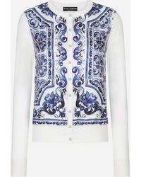 Dolce & Gabbana - Silk Cardigan With Maiolica Print - Lyst