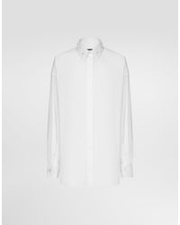Dolce & Gabbana - Long-Sleeved Cotton Shirt With Embroidered Collar - Lyst