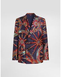 Dolce & Gabbana - Carretto-Print Silk Twill Double-Breasted Portofino Jacket - Lyst