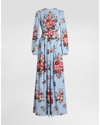 Dolce & Gabbana - Flower Bouquet-Print Charmeuse Dress - Lyst