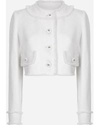 Dolce & Gabbana - Wool Tweed Cropped Jacket - Lyst