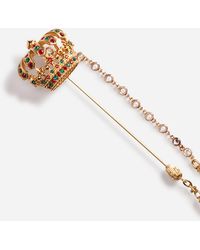 Dolce & Gabbana Krawattennadel aus metall mit krone und strass - Mettallic