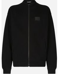 Dolce & Gabbana - Zip-Up Sweatshirt With High Neck And Tag - Lyst