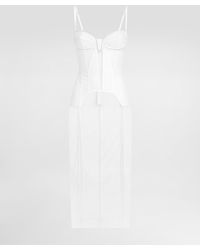 Dolce & Gabbana - Tulle Calf-Length Dress With Corset Details - Lyst