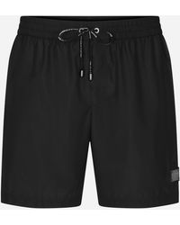 Dolce & Gabbana - Mid-Length Swim Trunks With Branded Plate - Lyst