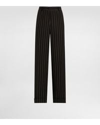 Dolce & Gabbana - Straight-Leg Pinstripe Wool Pants With Turn-Ups - Lyst