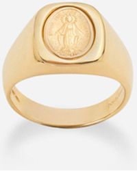 Dolce & Gabbana Devotion Yellow And Red Gold Ring With Oval Virgin Mary Medal With A Vintage Look - Metallic