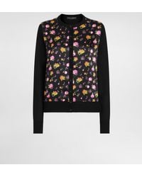 Dolce & Gabbana - Cardigan Aus Satin Mit Blumen-Print - Lyst