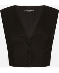 Dolce & Gabbana - Corset Detailed Cropped Cady Waistcoat - Lyst