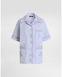 Dolce & Gabbana - Cotton Shirt With Flower Embroidery - Lyst