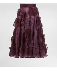 Dolce & Gabbana - Organza Midi Circle Skirt With Floral Embroidery - Lyst