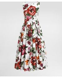 Dolce & Gabbana - Vestido Sin Mangas De Popelina Con Estampado De Flores - Lyst