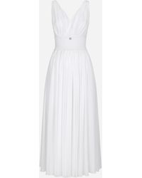 Dolce & Gabbana - Longuette-Kleid Mit V-Ausschnitt Aus Seidengeorgette - Lyst