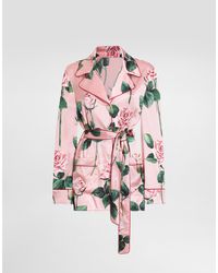 Dolce & Gabbana - Rose- Satin Pajama Shirt - Lyst