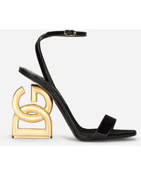Dolce & Gabbana Sandalette aus Lackleder mit Absatz 3.5 - Schwarz