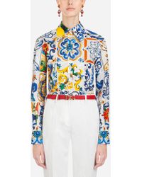 Dolce & Gabbana Majolica-print Cotton Shirt - Blue