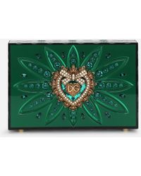 Dolce & Gabbana Borsa Devotion box in sintglass trasparente con ricamo strass - Verde