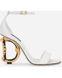 Dolce & Gabbana - Nappa Leather Sandals With Baroque Dg Detail - Lyst