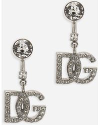 Dolce & Gabbana - Dg Crystal Logo Drop Back Earrings - Lyst
