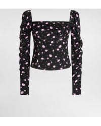Dolce & Gabbana - Carnations-Print Silk Top - Lyst