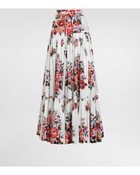 Dolce & Gabbana - Flower Bouquet-Print Poplin Long Skirt - Lyst