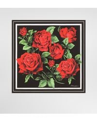 Dolce & Gabbana - Tuch 50X50 Aus Seidentwill Mit Rosenprint - Lyst