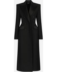 Dolce & Gabbana - Zweireihiger Mantel Im Smokingstil Mit Wattierten Seiten Aus Wollgabardine - Lyst