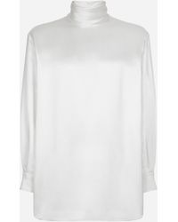 Dolce & Gabbana - Loose Silk Turtleneck With Shirt Cuffs - Lyst