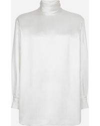 Dolce & Gabbana - Loose Silk Turtleneck With Shirt Cuffs - Lyst