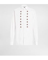Dolce & Gabbana - Striped Cotton Shirt With Bejeweled Details - Lyst