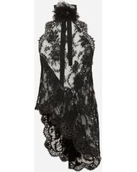 Dolce & Gabbana - Top Asimétrico De Encaje Con Detalle De Flor En El Cuello - Lyst