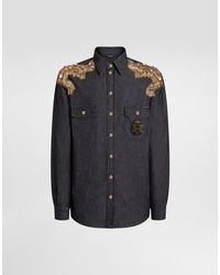 Dolce & Gabbana - Denim Shirt With Patches - Lyst