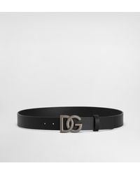 Dolce & Gabbana - Leather Belt With Dg Logo - Lyst