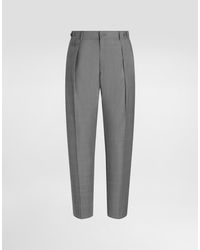 Dolce & Gabbana - Glen Plaid Virgin Wool Trousers - Lyst