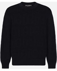 Dolce & Gabbana - Cotton Jacquard Sweater With All-Over Jacquard Dg - Lyst