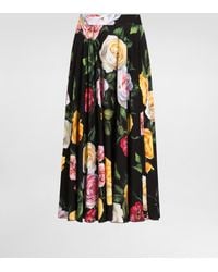 Dolce & Gabbana - Peony And Rose- Charmeuse Calf-Length Circle Skirt - Lyst