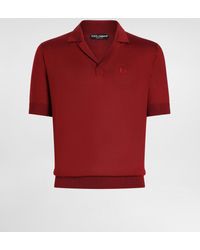 Dolce & Gabbana - Silk Polo-Shirt With Logo Embroidery - Lyst