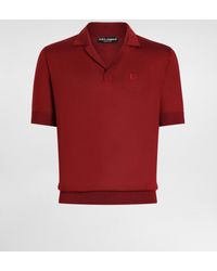 Dolce & Gabbana - Silk Polo-Shirt With Logo Embroidery - Lyst
