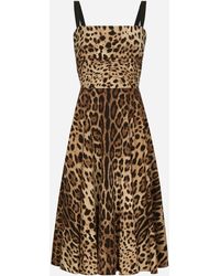 Dolce & Gabbana - Leopard-Print Cady Wrap Dress - Lyst