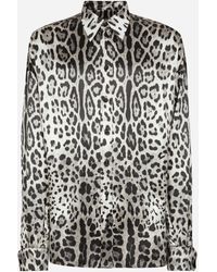 Dolce & Gabbana - Camisa Superoversize De Seda Con Estampado De Leopardo - Lyst