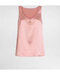 Dolce & Gabbana - Satin Tank Top With Dg Logo Pin - Lyst