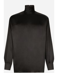 Dolce & Gabbana - Loose Silk Turtleneck With Shirt Cuffs - Lyst