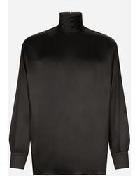 Dolce & Gabbana - Loose Silk Turtleneck With Shirt Cuffs - Lyst