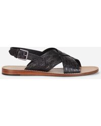 Herren Schuhe Sandalen Dolce & Gabbana Leder Sandale mit handpolierten Krokoflanken in Schwarz für Herren Pantoletten und Zehentrenner Ledersandalen 
