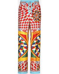 Dolce & Gabbana - Carretto-Print Silk Twill Jogging Pants - Lyst