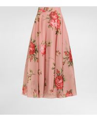 Dolce & Gabbana - Rose Bouquet-Print Chiffon Circle Skirt - Lyst