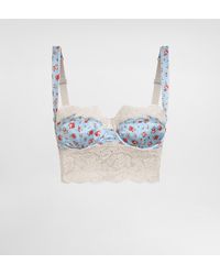 Dolce & Gabbana - Small Rose-Print Satin And Lace Balconette - Lyst