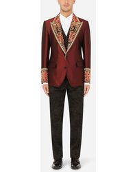 Dolce & Gabbana Sicilia-fit Tuxedo Suit With Synthetic Rhinestones - Red