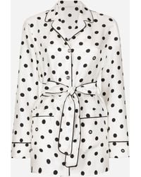 Dolce & Gabbana - Long-Sleeved Silk Pajama Shirt With Polka-Dot - Lyst